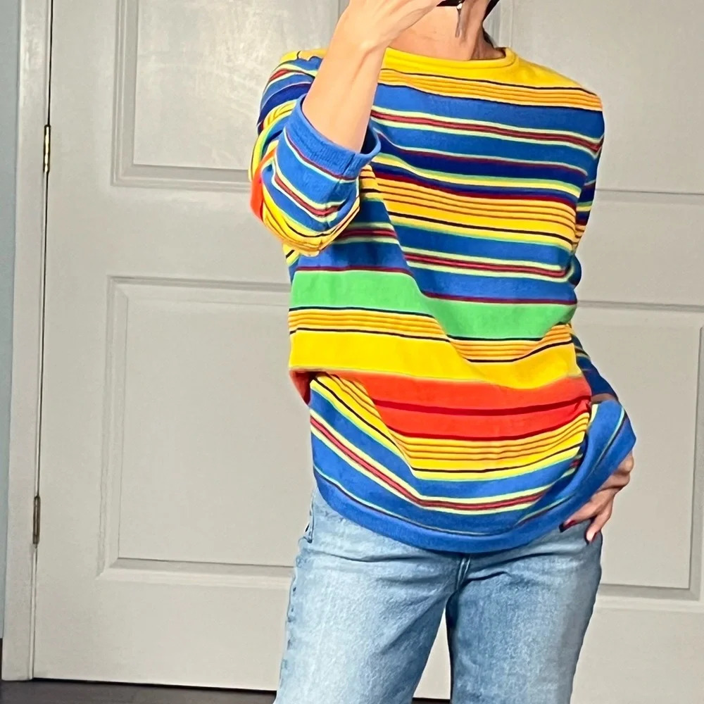 Lauren Ralph Lauren 100% cotton multi color sweater size M - Picture 2 of 10